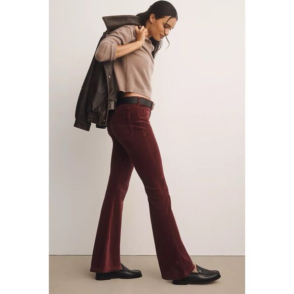 Anthropologie Pilcro Size 26 The Icon Corduroy Flare Jeans Mid Rise Wine Y2K - Picture 11 of 16